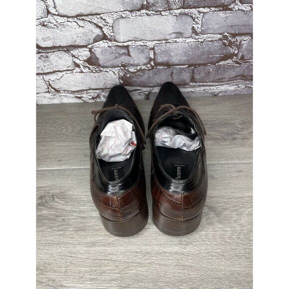 Cesare Paciotti Designer Brown Black Croc Leather Lace Dress Shoes Men 9.5C US main image 7